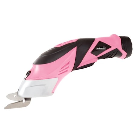 Fleming Supply Cordless Power Scissors with Two Blades, Fabric, Carpet, Cardboard Cutter, Rechargeable Battery Pink 431686JZS